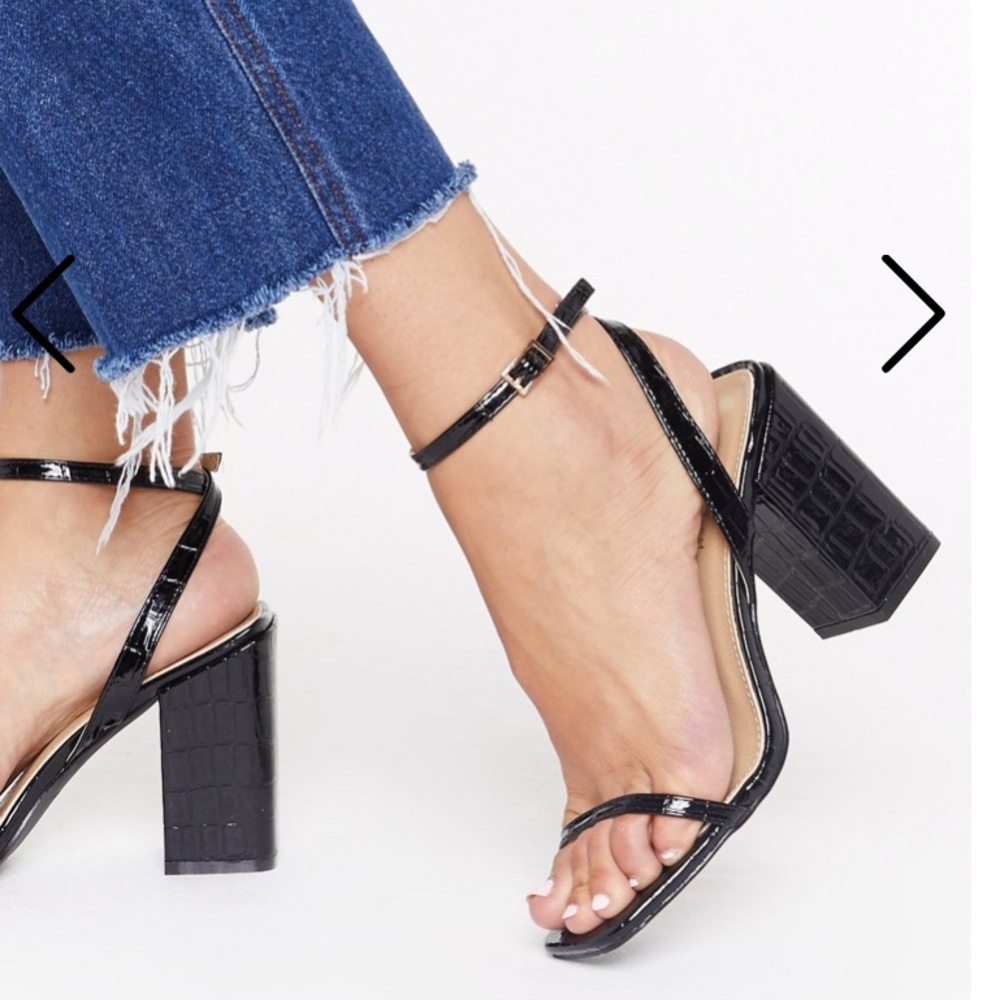 I Won’t Square Croc Block Heels - Nasty Gal